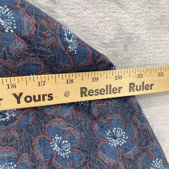 Joseph Abboud Shirt Mens Large Blue Hibiscus Floral Linen Blend Short Sleeve - Picture 10 of 13